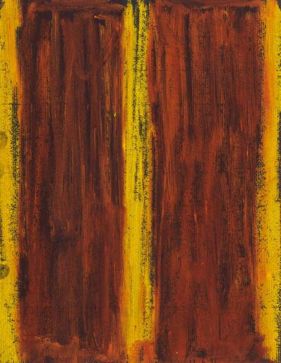 Abstrakte Zeichnung in Braun- und Gelb-Tönen, Oilstick auf Papier, ca. 29 x23 cm